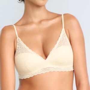 Uniqlo Ivory Cream Wireless Stretch Lace Bra Bralette, Sz XL
